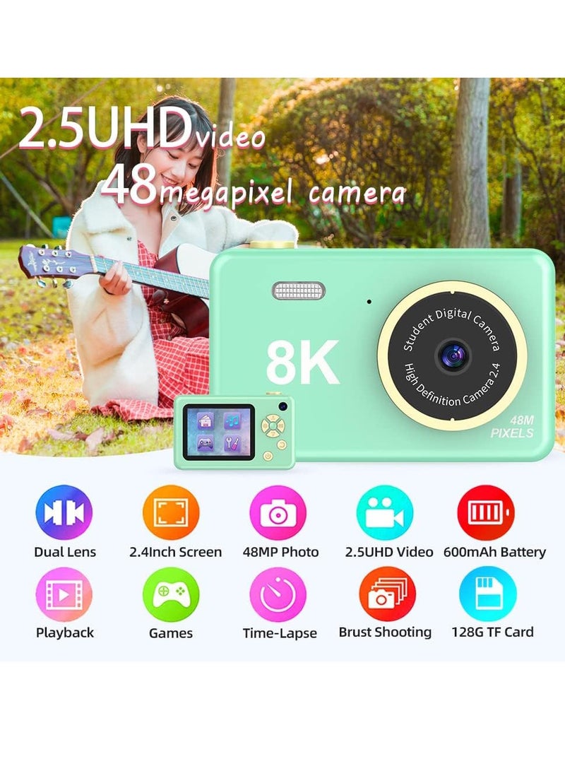 Digital Camera For Kids Girls Boys Teens 48MP Kids Camera With 32GB SD Card Full HD 1080P Cameras Rechargeable Mini Camera Educational Toys Camera Kids Toys 2.4