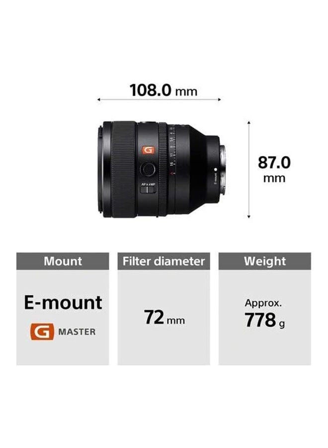 SEL50F12GM Full Frame FE 50 mm F1.2 G Master Prime Lens, Black