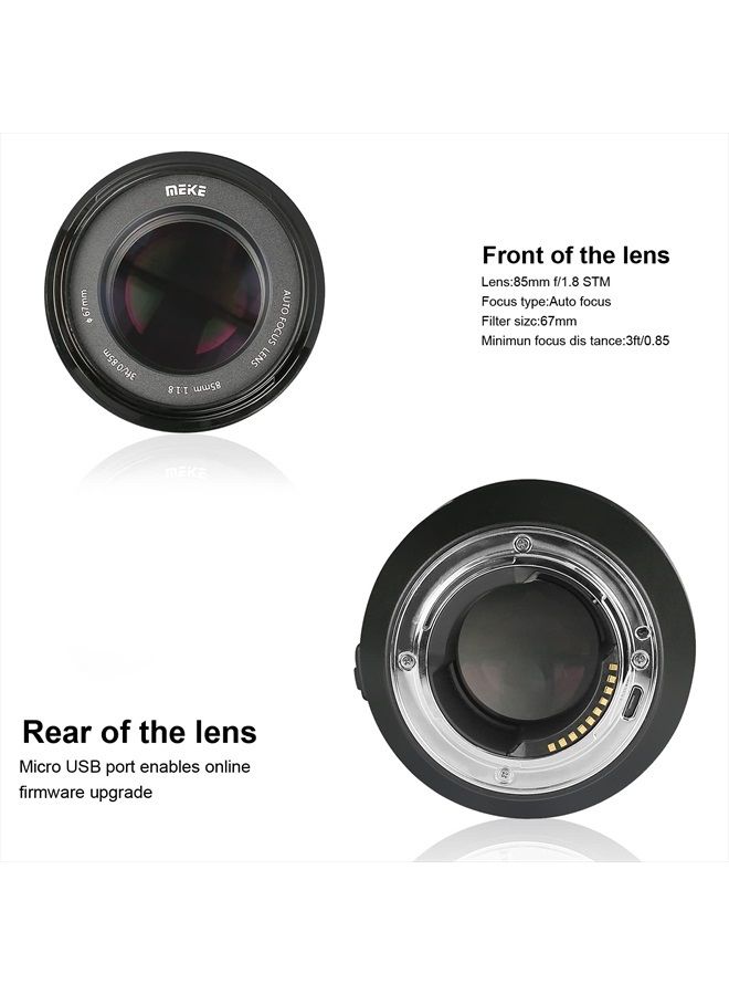 85mm F1.8 Full Frame AF STM(A Stepping Motor) Lens Large Aperture Auto Focus Medium Telephoto Fixed Prime Portrait Lens for Sony E Mount Mirrorless Cameras A9 A7III A7II A7 A7R3 A7R4