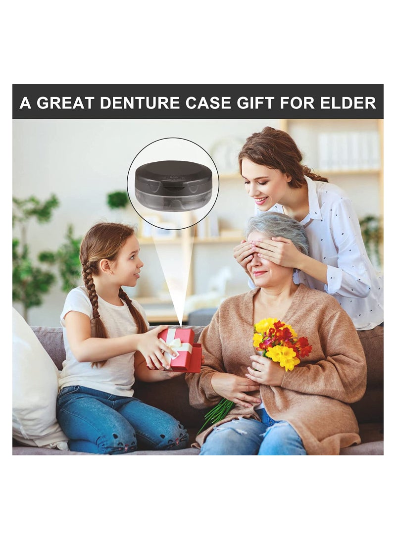 Denture Case SYOSI Leak Proof Denture Bath Case Cup Kit for Women  Men with Mirror Strainer Removal Tool and Denture Brush for Travel Cleaning Denture Holder Box Bath Soaking Container