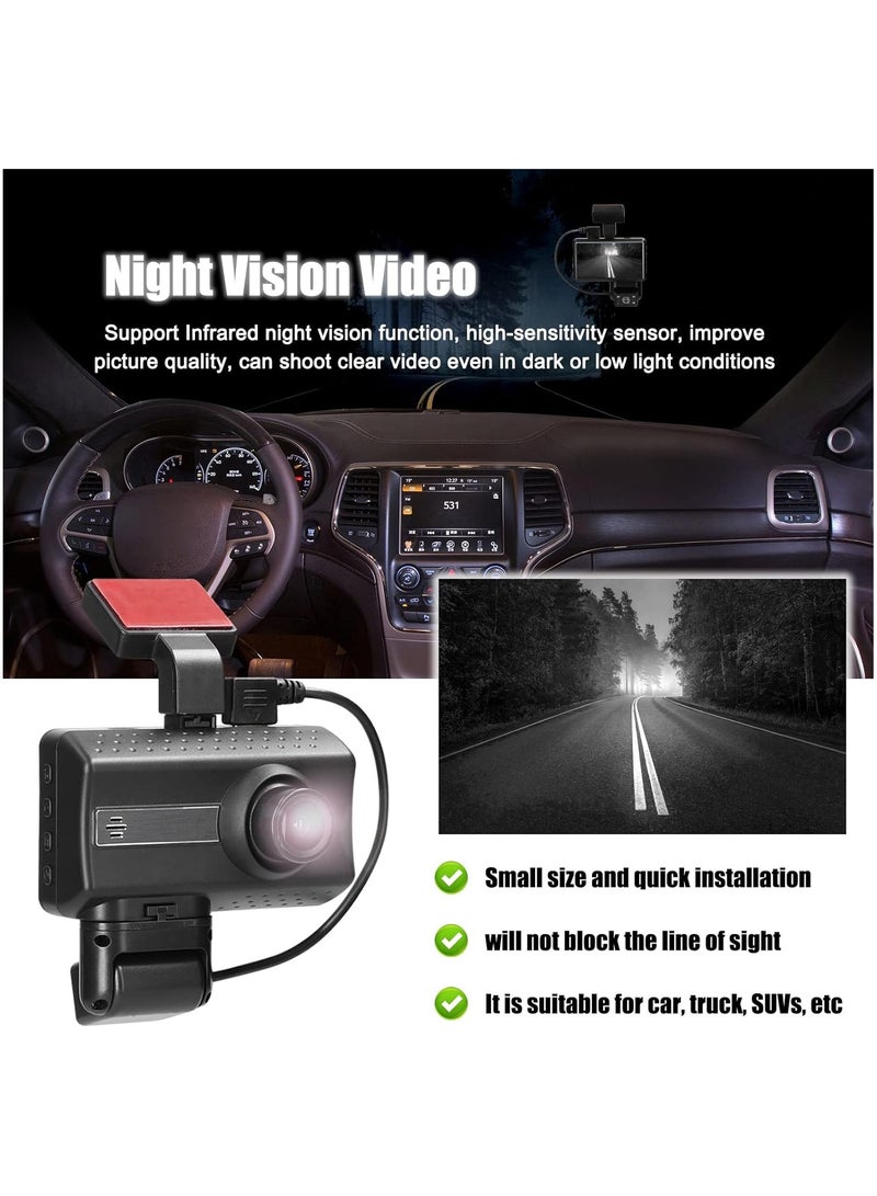 1080P DVR Dash Camera Front & Inside Dual Camera Driving Recorder 3 Inch Screen Dashcam