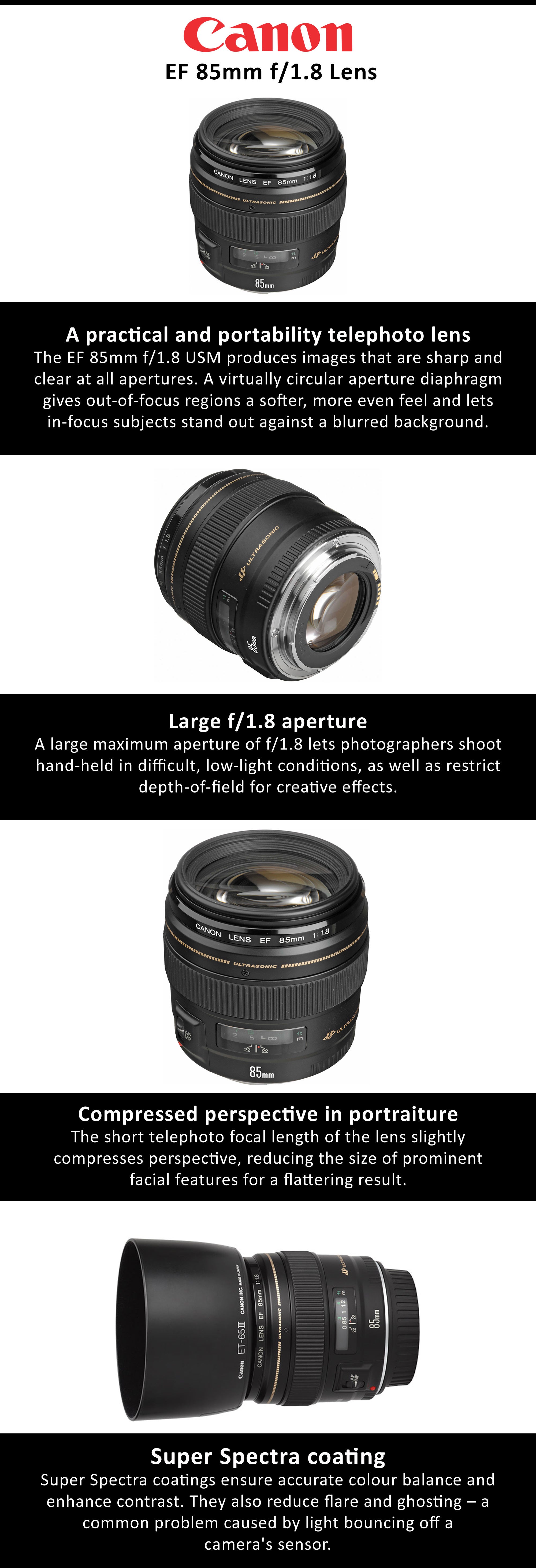 EF 85mm f/1.8 Lens For Canon Black