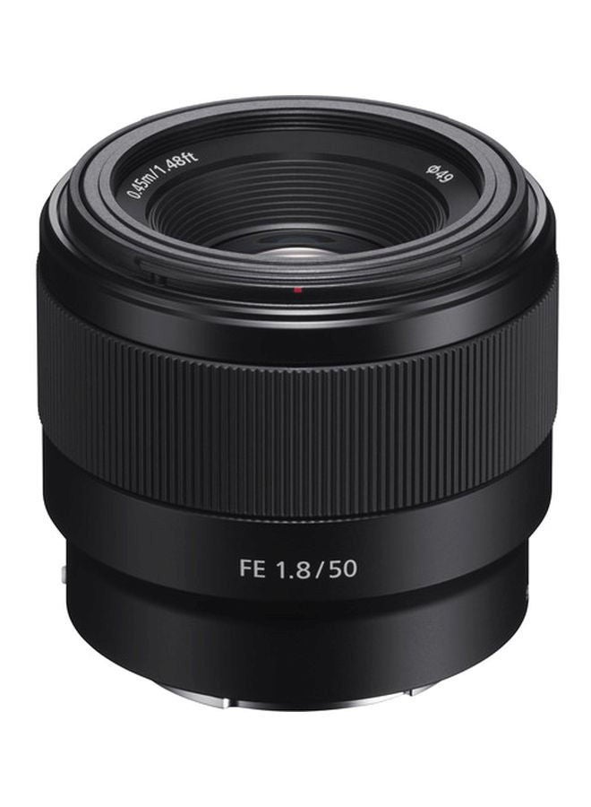 FE 50mm F1.8 Compact Lightweight E Mount Lens with Beautiful Dedofusing Bokeh Compatible with Full Frame and APS C Camera SEL50F18F, Black, Lens Only Black