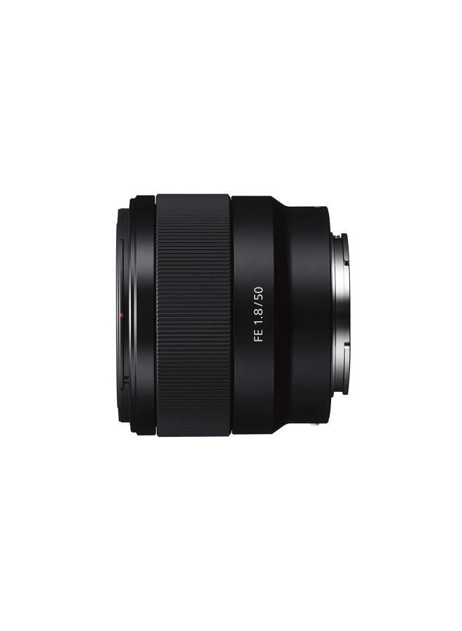 FE 50mm F1.8 Compact Lightweight E Mount Lens with Beautiful Dedofusing Bokeh Compatible with Full Frame and APS C Camera SEL50F18F, Black, Lens Only Black