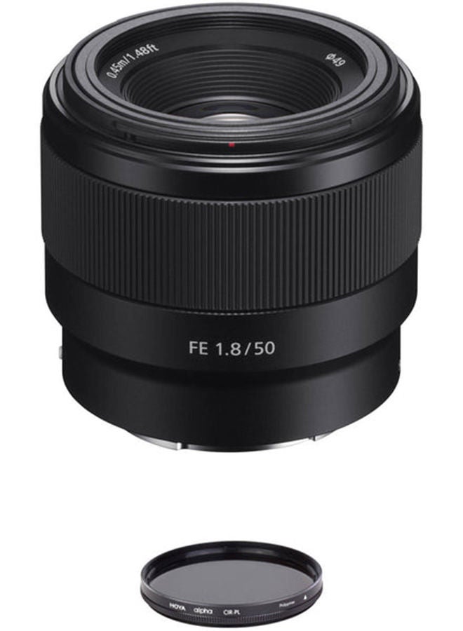 FE 50mm F1.8 Compact Lightweight E Mount Lens with Beautiful Dedofusing Bokeh Compatible with Full Frame and APS C Camera SEL50F18F, Black, Lens Only Black