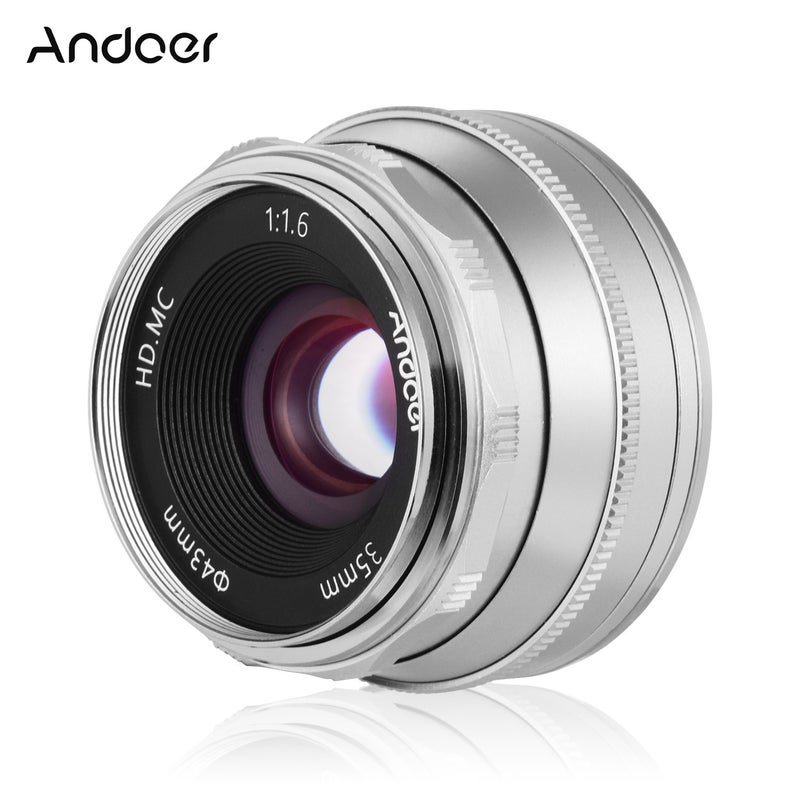 35mm F1.6 Manual Focus Camera Lens For Olympus Silver