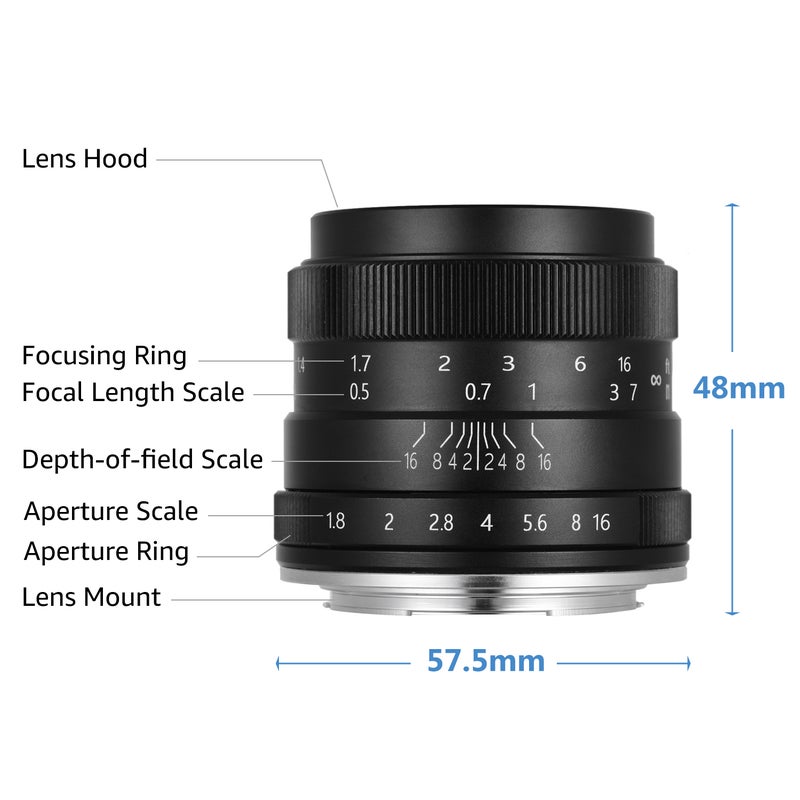 50mm F1.2 Manual Focus Camera Lens For Olympus Panasonic Black