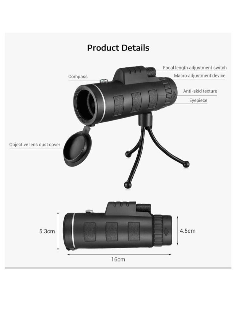 HD Binoculars Long Range High-Quality Telescope with Phone Clip Tripod