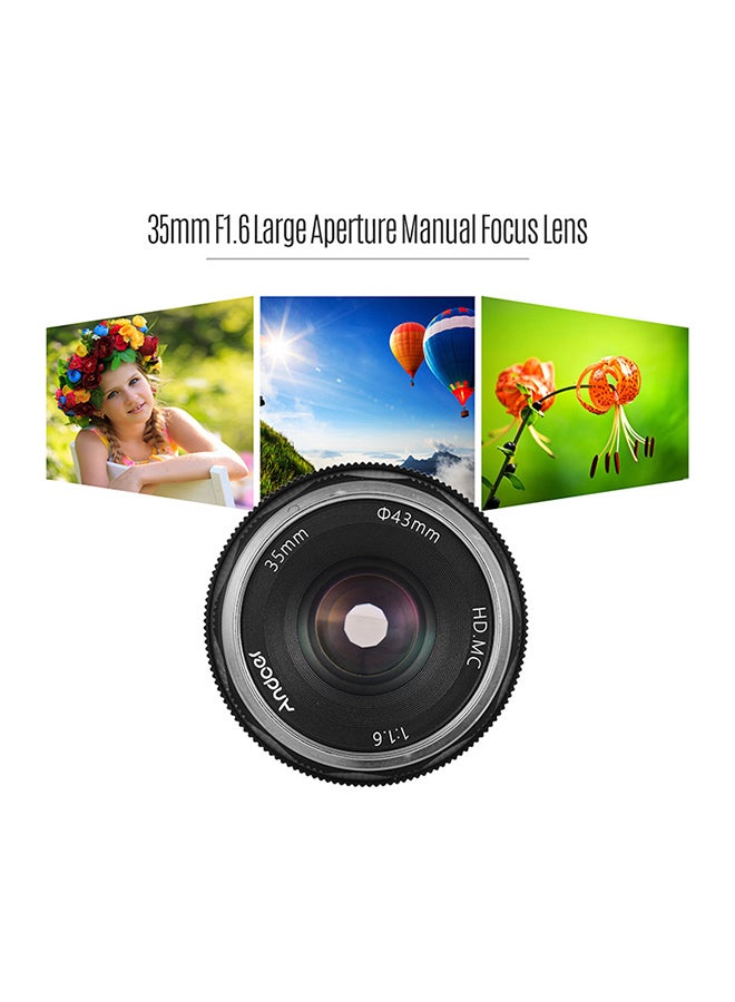 35mm F1.6 Manual Focus Lens 3.5cm Black/Silver