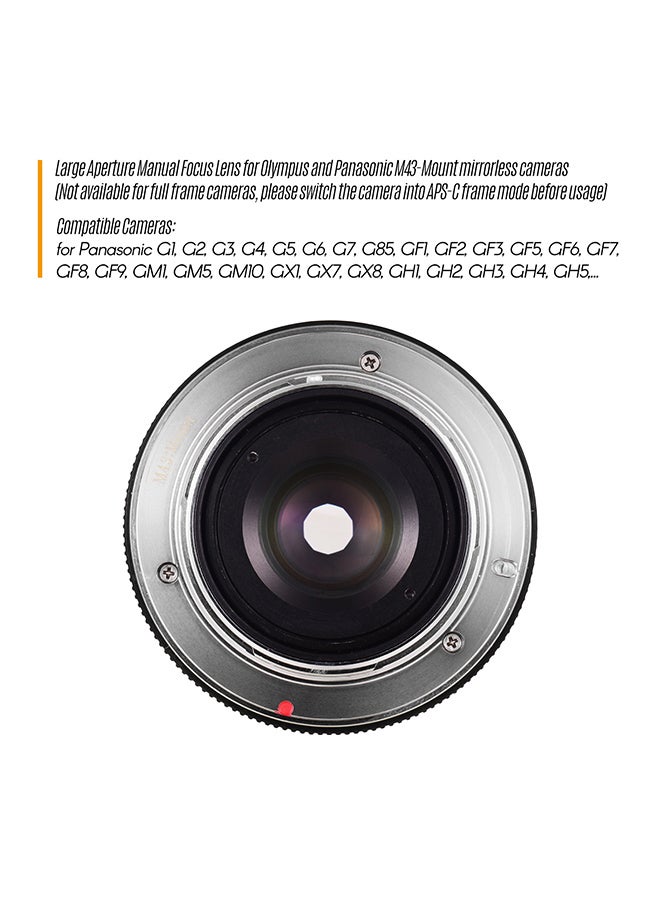 35mm F1.6 Manual Focus Lens 3.5cm Black/Silver