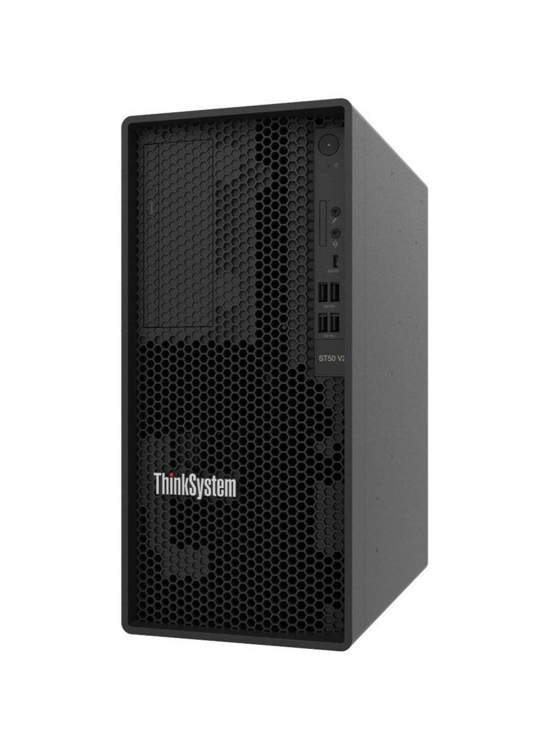 ThinkSystem ST50 V2 Server, Intel Xeon E-2356G 6C 80W 3.2G Processor, 16GB RAM, 4TB HDD, SW Raid, DVD-RW, 500W Power Supply | 7D8JA00FEA Black