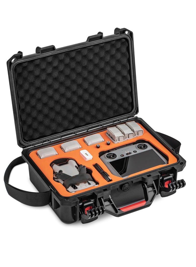 STARTRC Mini 4 Pro Waterproof Hard Case - Secure Carrying Bag for DJI Mini 4 Pro Fly More Combo Drone Accessories - Sturdy and Water-Resistant Storage for DJI RC 2/RC-N2, Black + Orange, Mini4pro-03