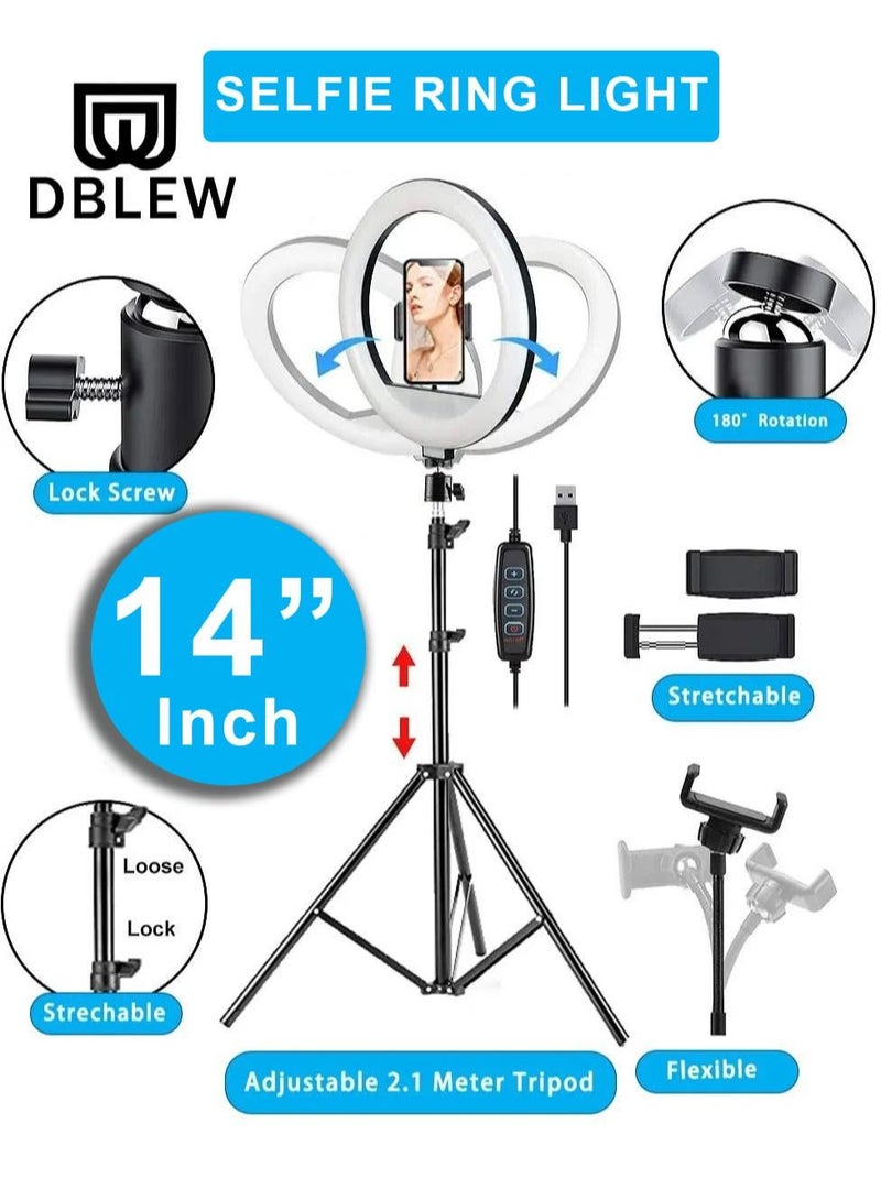 Dimmable Circle LED Studio Selfie Ring Light for Makeup Camera Photography  Video Shoot 14 Inch