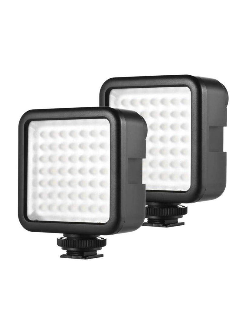 2 Pieces Mini Interlock Camera LED Panel Light Black/White