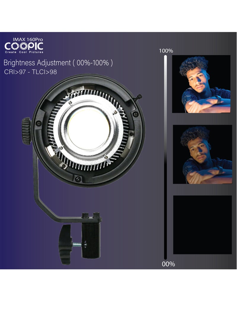 COOPIC IMAX 160PRO Professional Adjustable LED Light from 2700K-5600K, high CRI, infrared remote control