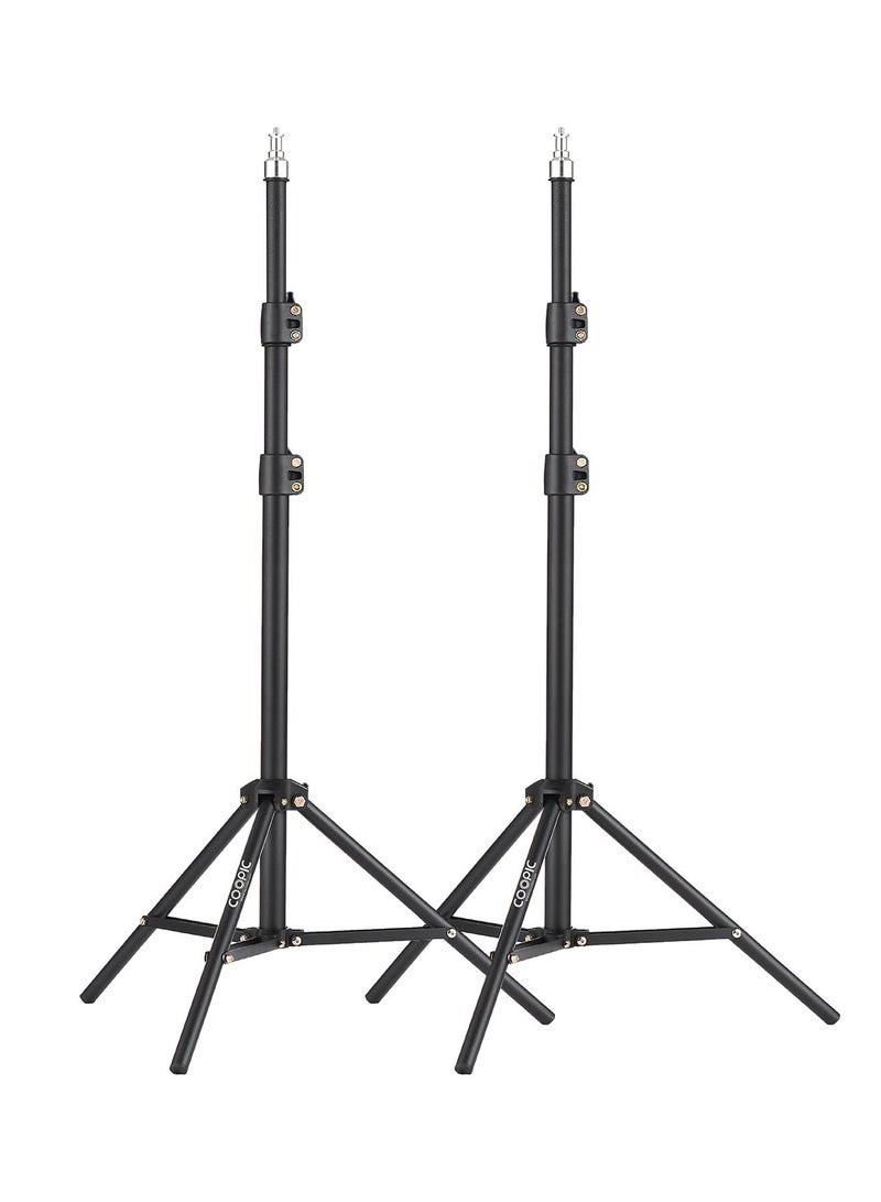 COOPIC 2pcs L210 Adjustable Lightweight Sturdy Aluminum Tripod Stand with Maximum height 210cm / 7f / 83inch and 1/4 Screw fit for Reflectors Softboxes Lights Umbrellas etc, Max. Load 7kg Black Color