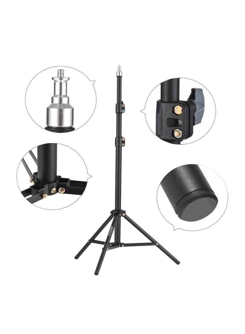 COOPIC 2pcs L210 Adjustable Lightweight Sturdy Aluminum Tripod Stand with Maximum height 210cm / 7f / 83inch and 1/4 Screw fit for Reflectors Softboxes Lights Umbrellas etc, Max. Load 7kg Black Color