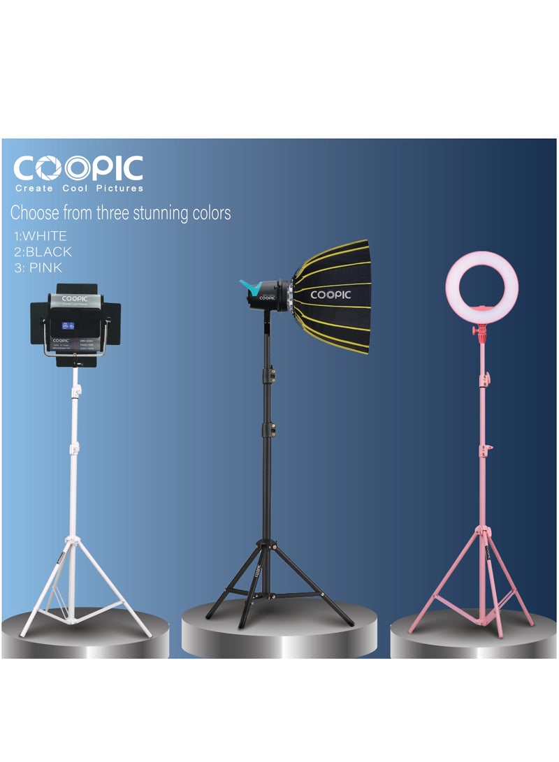 COOPIC 2pcs L210 Adjustable Lightweight Sturdy Aluminum Tripod Stand with Maximum height 210cm / 7f / 83inch and 1/4 Screw fit for Reflectors Softboxes Lights Umbrellas etc, Max. Load 7kg Black Color