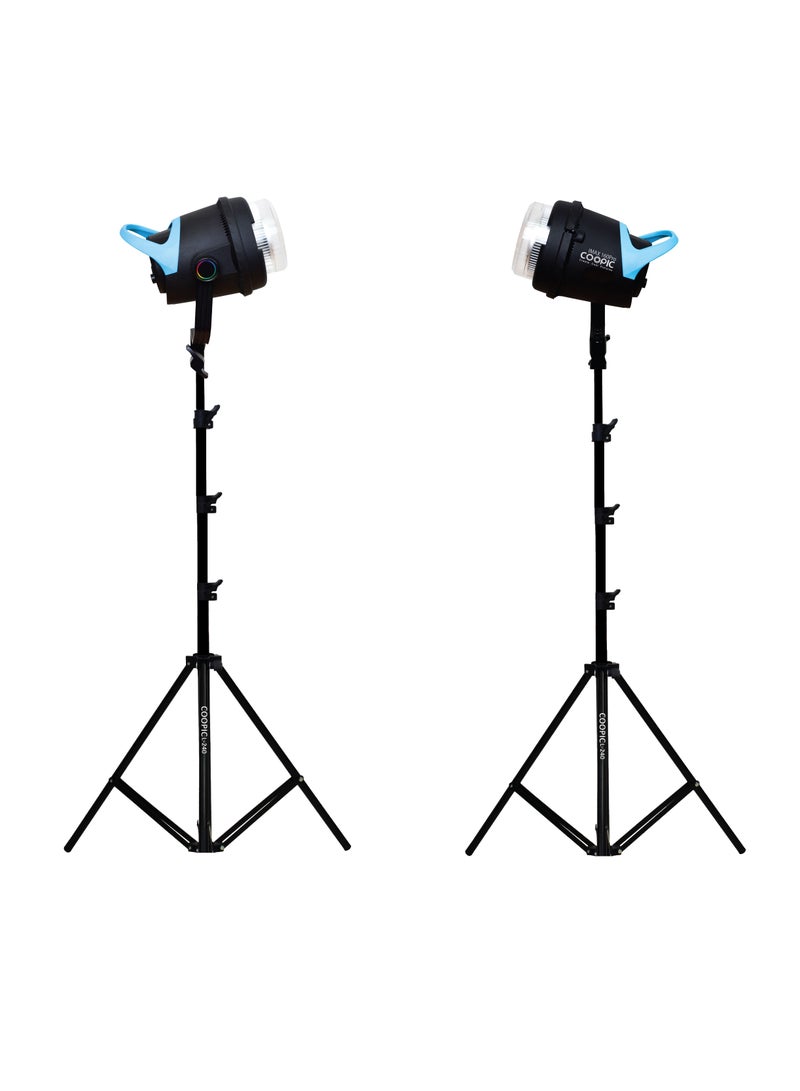 COOPIC 2 Pack of IMAX 160PRO Bi-Color 80w Professional Adjustable Continuous LED Light from 2700K-5600K high CRI with infrared remote control and 240cm light stand used for Photo/Video Photography