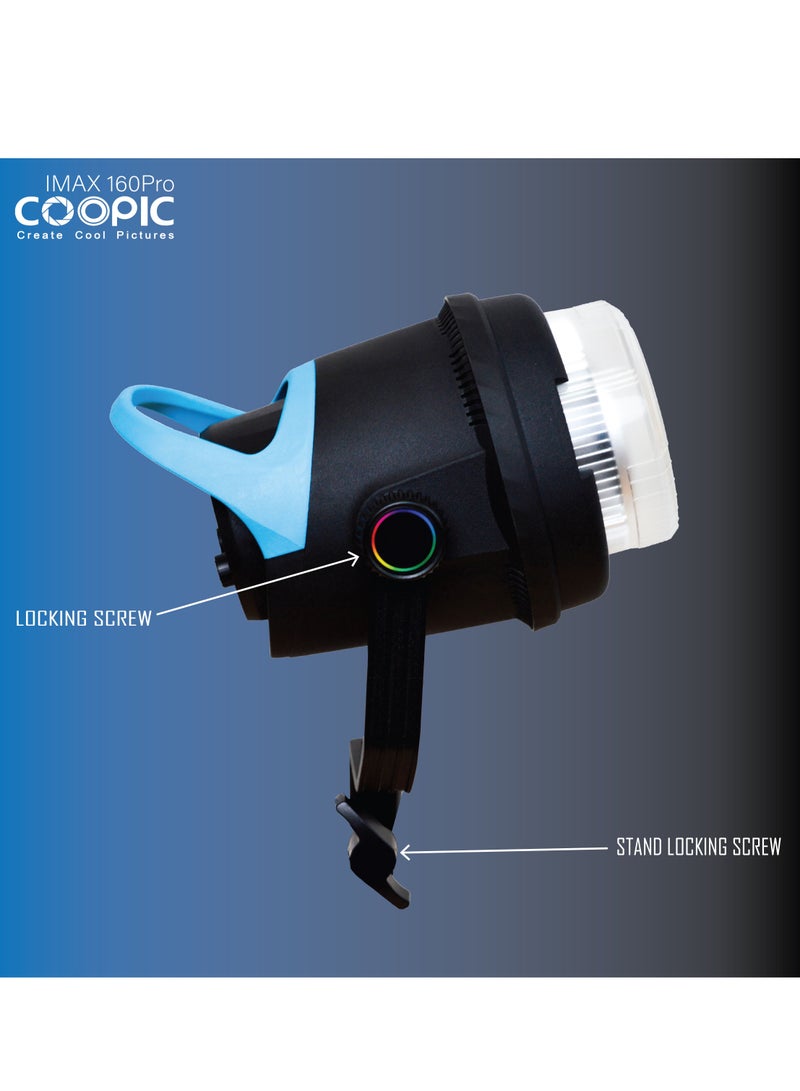 COOPIC 2 Pack of IMAX 160PRO Bi-Color 80w Professional Adjustable Continuous LED Light from 2700K-5600K high CRI with infrared remote control and 240cm light stand used for Photo/Video Photography