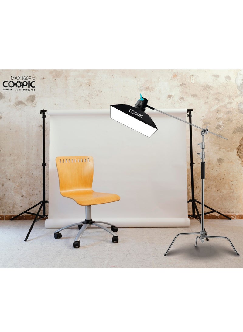 COOPIC 2 Pack of IMAX 160PRO Bi-Color 80w Professional Adjustable Continuous LED Light from 2700K-5600K high CRI with infrared remote control and 240cm light stand used for Photo/Video Photography