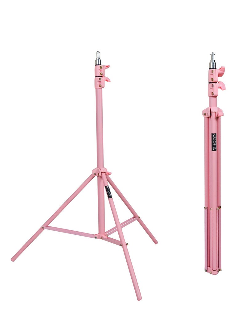 COOPIC L210 Adjustable Lightweight Sturdy Aluminum Tripod Stand with Maximum height 210cm / 7f / 83inch and 1/4 Screw fit for Reflectors Softboxes Lights Umbrellas etc, Max. Load 7kg Pink Color