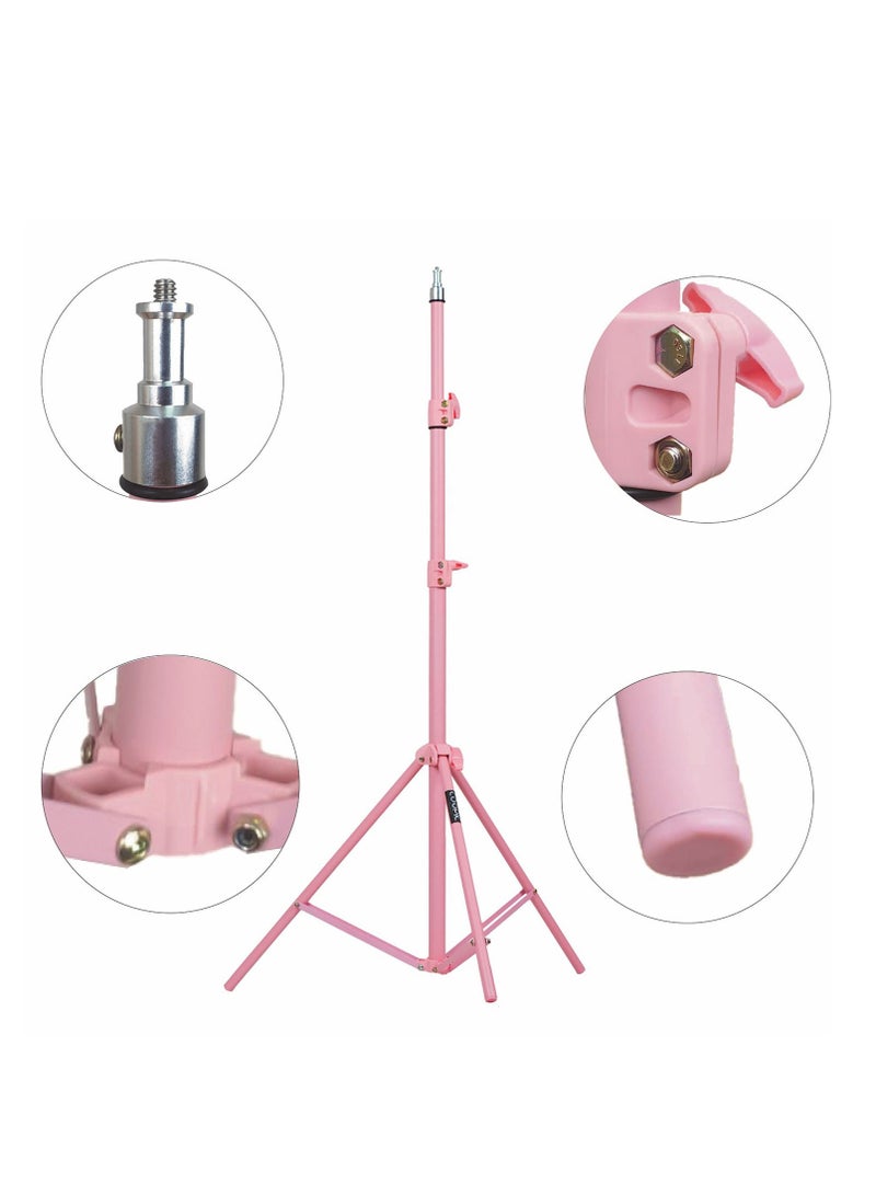 COOPIC L210 Adjustable Lightweight Sturdy Aluminum Tripod Stand with Maximum height 210cm / 7f / 83inch and 1/4 Screw fit for Reflectors Softboxes Lights Umbrellas etc, Max. Load 7kg Pink Color