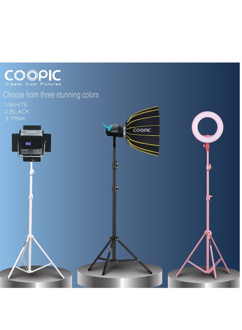 COOPIC L210 Adjustable Lightweight Sturdy Aluminum Tripod Stand with Maximum height 210cm / 7f / 83inch and 1/4 Screw fit for Reflectors Softboxes Lights Umbrellas etc, Max. Load 7kg Pink Color