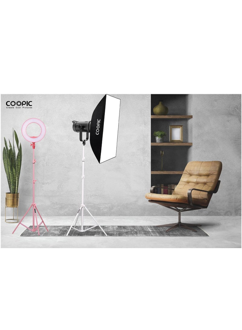 COOPIC 3pcs L210 Adjustable Lightweight Sturdy Aluminum Tripod Stand with Maximum height 210cm / 7f / 83inch and 1/4 Screw fit for Reflectors Softboxes Lights Umbrellas etc, Max. Load 7kg White Color