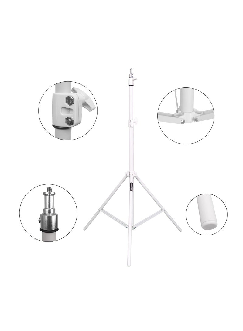 COOPIC 3pcs L210 Adjustable Lightweight Sturdy Aluminum Tripod Stand with Maximum height 210cm / 7f / 83inch and 1/4 Screw fit for Reflectors Softboxes Lights Umbrellas etc, Max. Load 7kg White Color