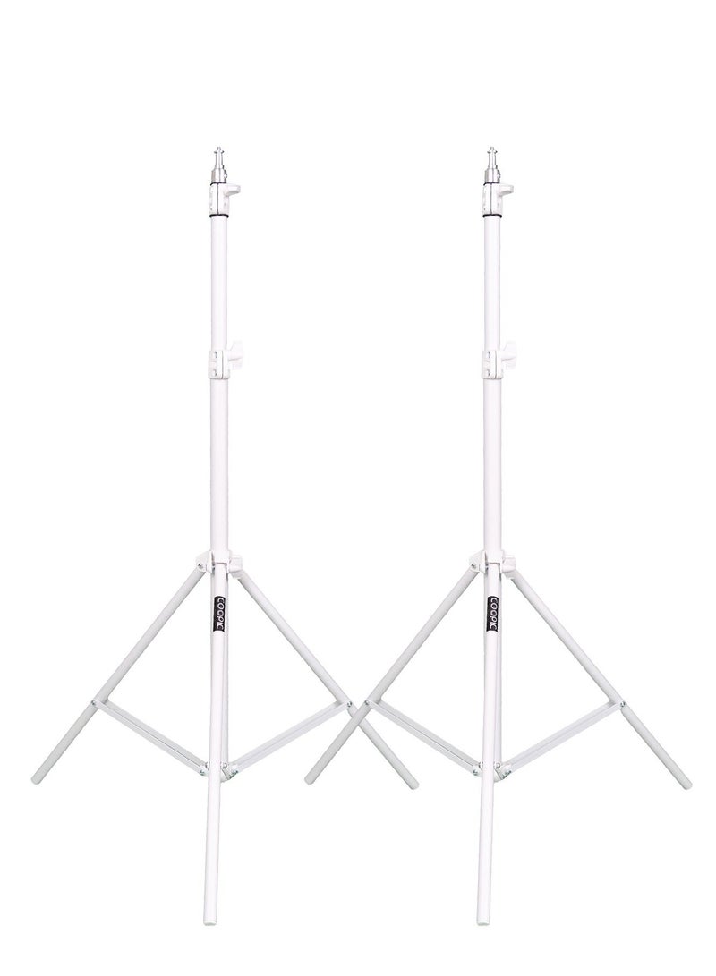 COOPIC 2pcs L210 Adjustable Lightweight Sturdy Aluminum Tripod Stand with Maximum height 210cm / 7f / 83inch and 1/4 Screw fit for Reflectors Softboxes Lights Umbrellas etc, Max. Load 7kg White Color