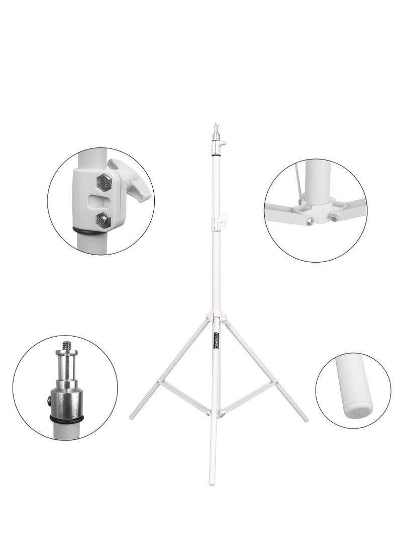 COOPIC 2pcs L210 Adjustable Lightweight Sturdy Aluminum Tripod Stand with Maximum height 210cm / 7f / 83inch and 1/4 Screw fit for Reflectors Softboxes Lights Umbrellas etc, Max. Load 7kg White Color