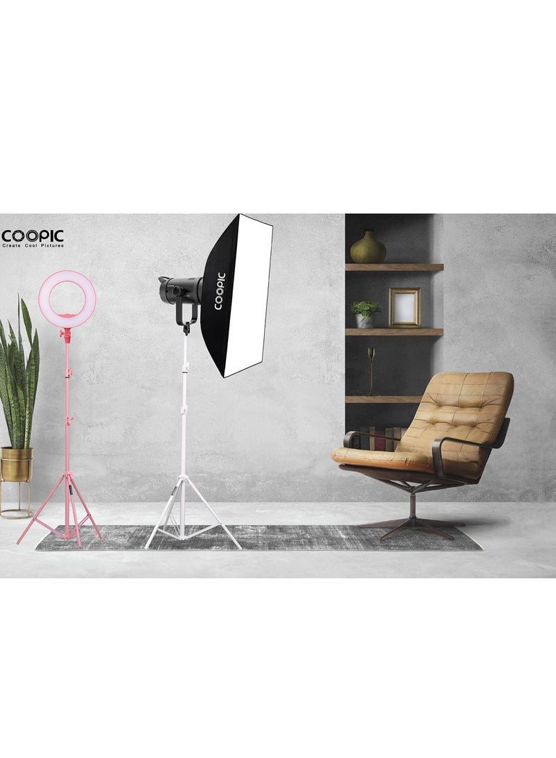 COOPIC L210 Adjustable Lightweight Sturdy Aluminum Tripod Stand with Maximum height 210cm / 7f / 83inch and 1/4 Screw fit for Reflectors Softboxes Lights Umbrellas etc, Max. Load 7kg White Color