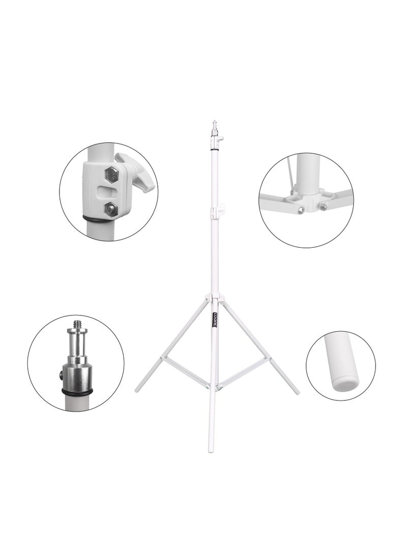 COOPIC L210 Adjustable Lightweight Sturdy Aluminum Tripod Stand with Maximum height 210cm / 7f / 83inch and 1/4 Screw fit for Reflectors Softboxes Lights Umbrellas etc, Max. Load 7kg White Color