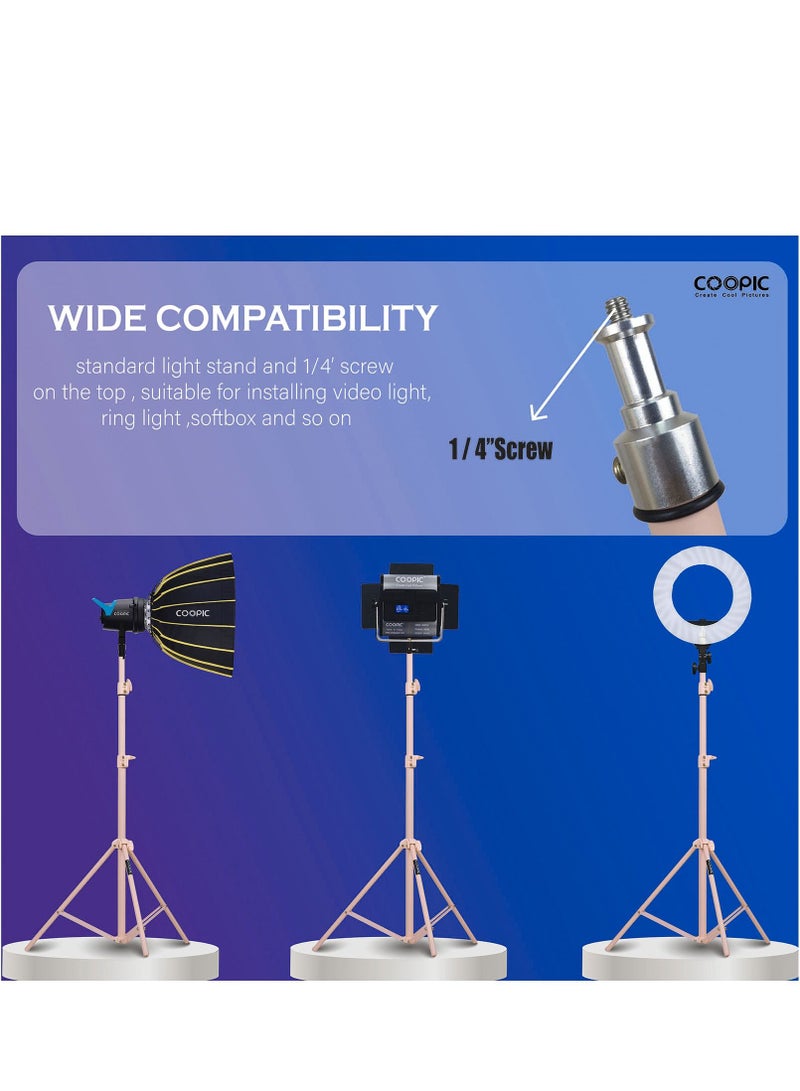 COOPIC L210 Adjustable Lightweight Sturdy Aluminum Tripod Stand with Maximum height 210cm / 7f / 83inch and 1/4 Screw fit for Reflectors Softboxes Lights Umbrellas etc, Max. Load 7kg White Color