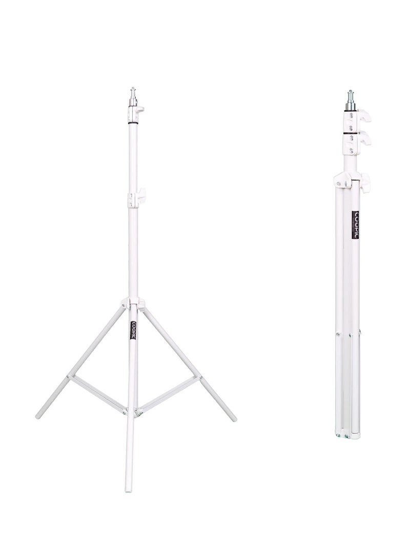 COOPIC L210 Adjustable Lightweight Sturdy Aluminum Tripod Stand with Maximum height 210cm / 7f / 83inch and 1/4 Screw fit for Reflectors Softboxes Lights Umbrellas etc, Max. Load 7kg White Color