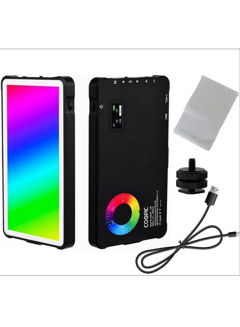 COOPIC RGB-M1 2500K-9000K LED Video Light 24 Scene Mode effects with High CRI>95 true color used for Live Streaming, wedding, interview, macro, any creative shooting, etc.