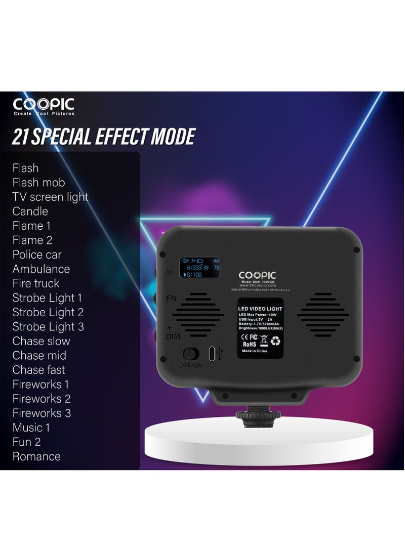 COOPIC Create Cool Picture Dimmable LED Light: 1000 Lumens, Colorful, Rechargeable Battery, and High CRI (>95) - Perfect for Photography & Videography (DMK-700RGB)