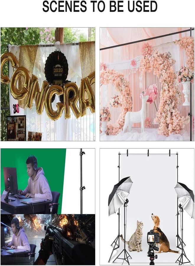 Padom Backdrop Stand 6.5X6.5ft, 2X2m with Spring Clamp, Photo Video Party Background Stand Support System for Wedding, Photography, Advertising Display, Parties, with Carring Bag