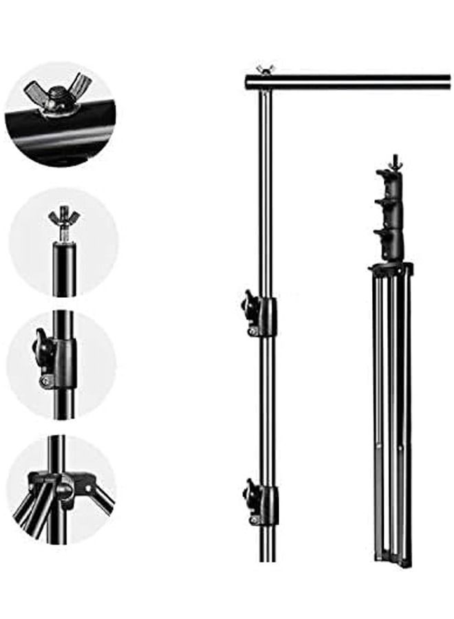 Padom 10 x 10Ft Photo Video Studio Heavy Duty Adjustable Muslin Backdrop Stand Background Support System Kit for Photography with Carrying Bag，4 Pcs Spring Clamps (3M*3M)