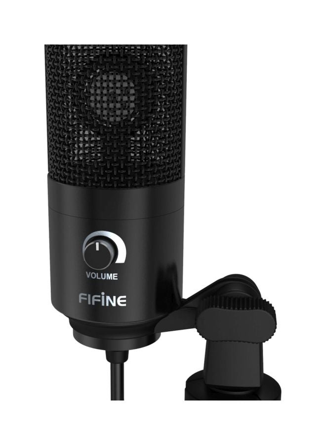 K669B Metal USB Microphone Condenser For Recording On Windows PC & Laptops, Cardioid Studio for Voice Recording, Input Volume Control Knob, Streaming And YouTube Videos K669B Black