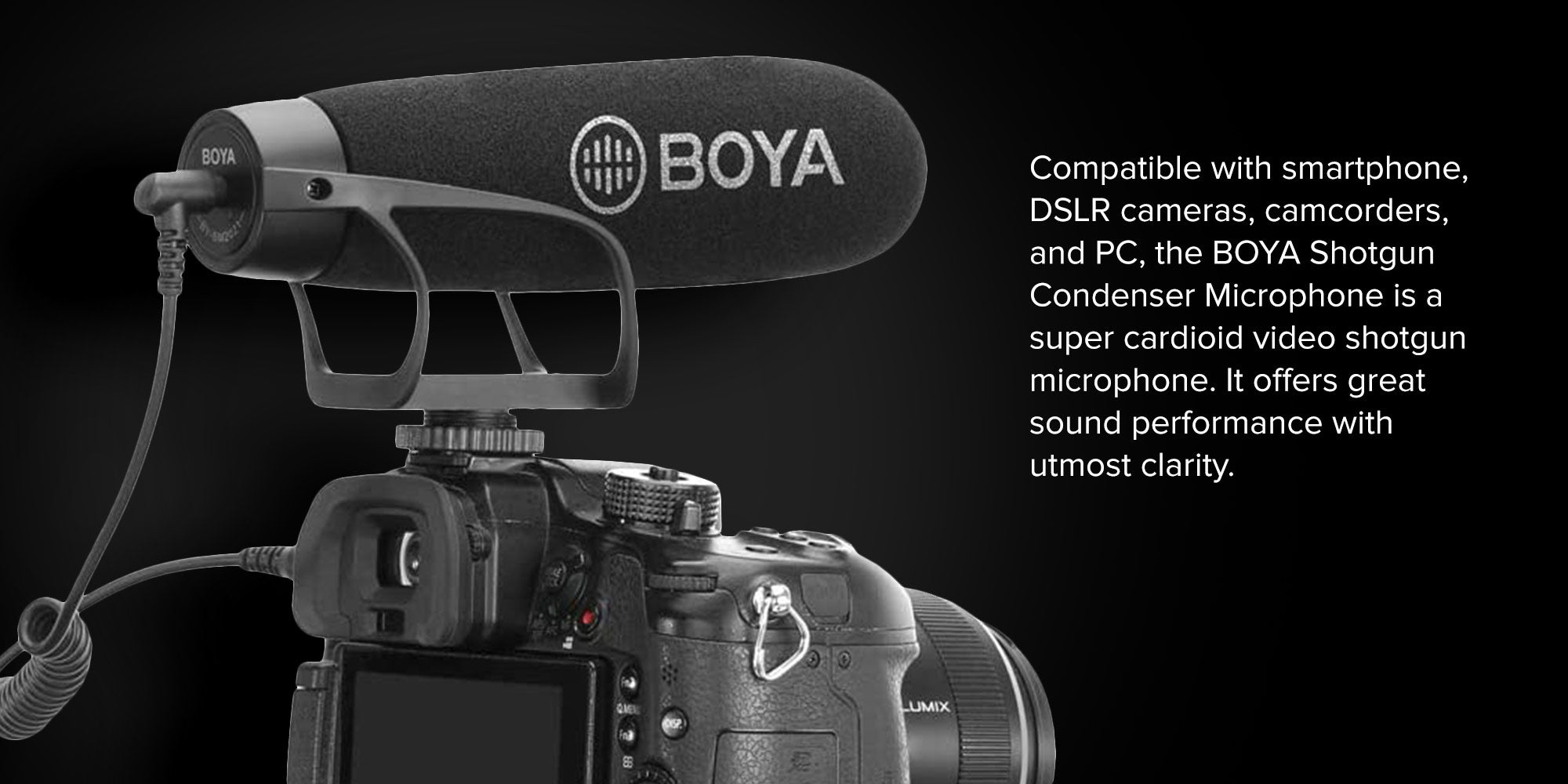 Shotgun Condenser Microphone BY-BM2021 Black