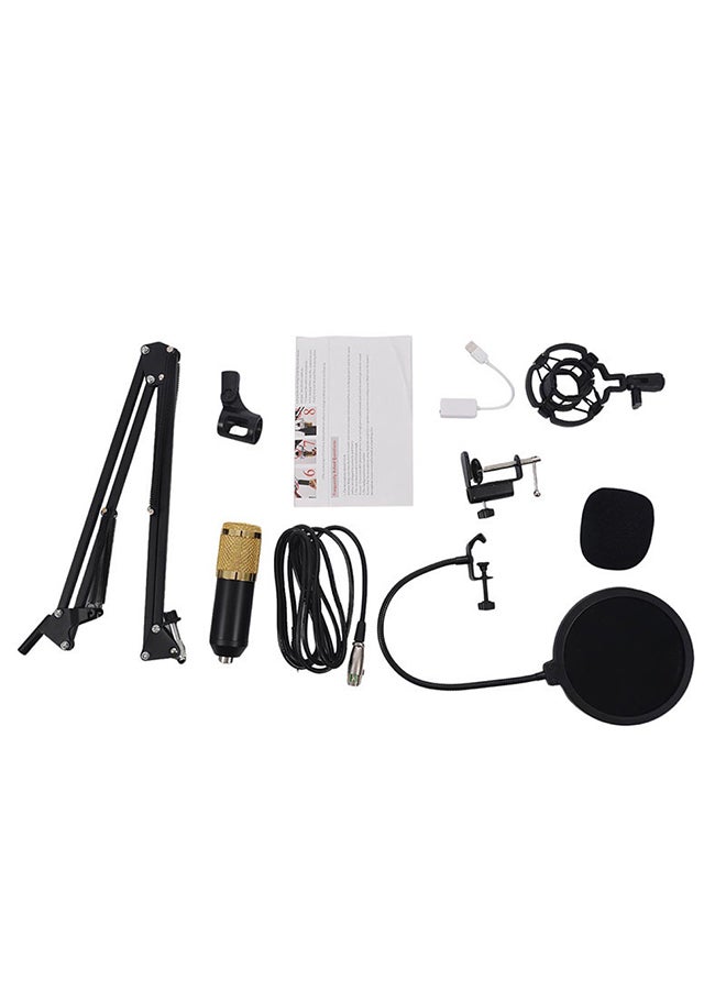 BM800 Professional Suspension Microphone Kit Live Broadcasting Recording Condenser Microphone Set BM-800 gold and black