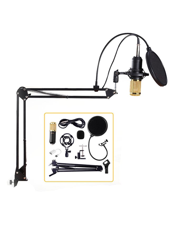 BM800 Professional Suspension Microphone Kit Live Broadcasting Recording Condenser Microphone Set BM-800 gold and black