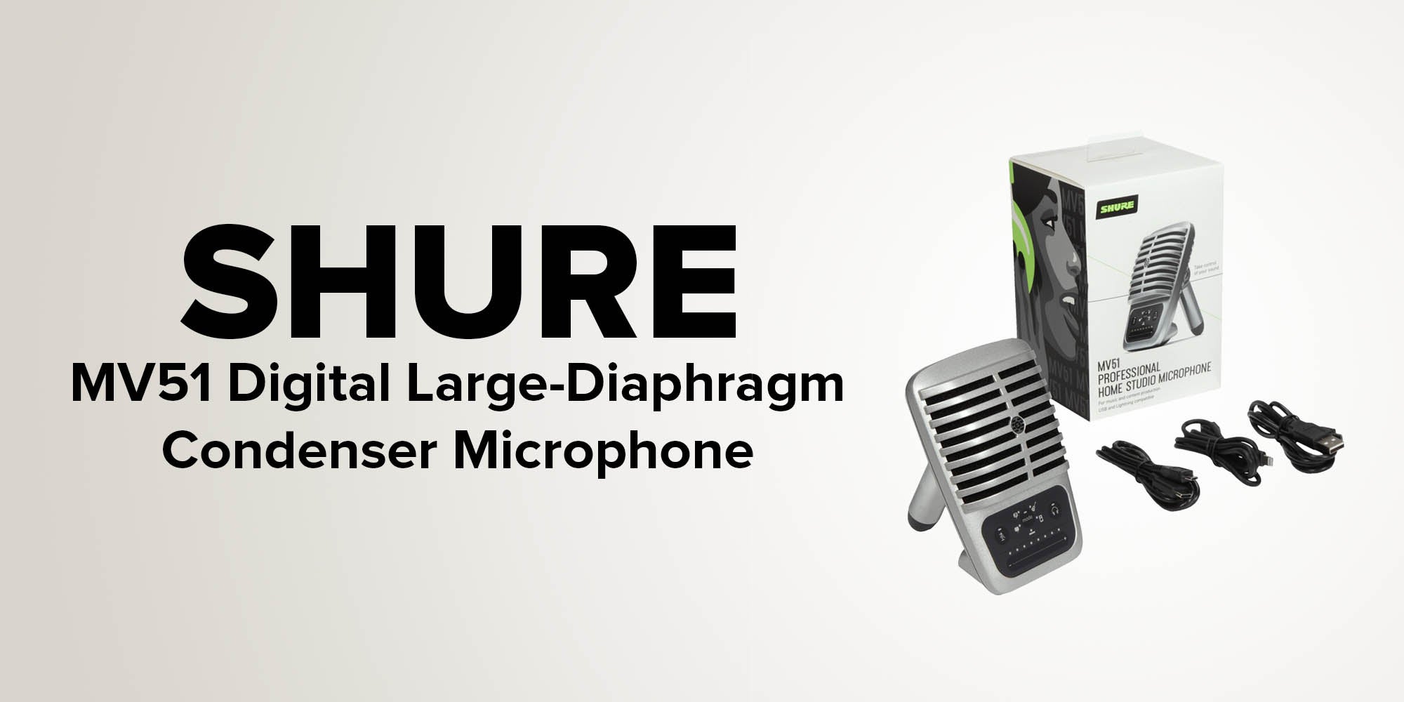 Digital Large-Diaphragm Condenser Microphone + USB, Lightning And USB-C Cable MV51-DIG Silver