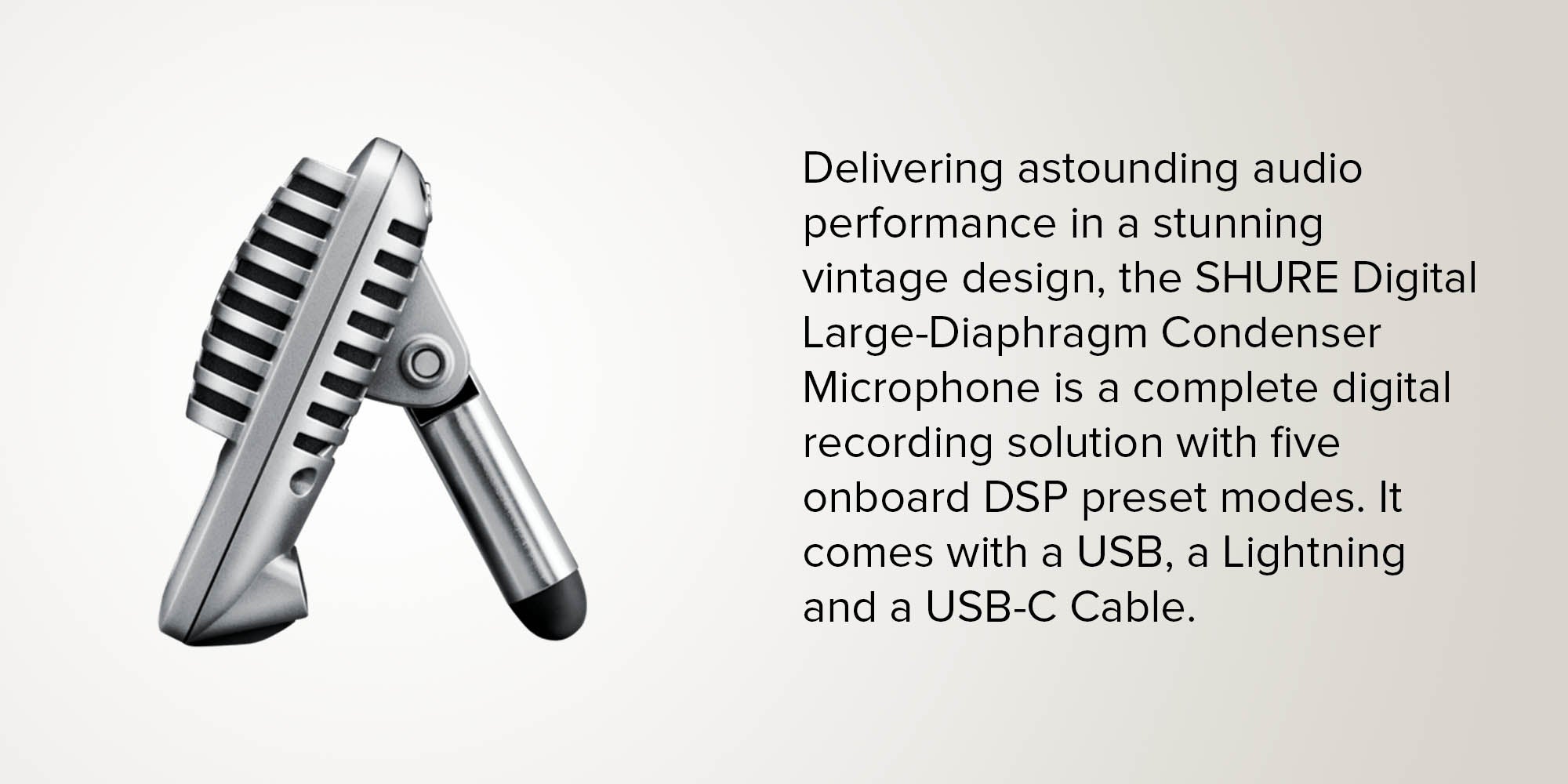 Digital Large-Diaphragm Condenser Microphone + USB, Lightning And USB-C Cable MV51-DIG Silver