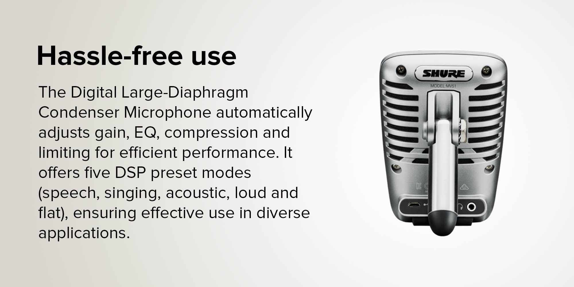 Digital Large-Diaphragm Condenser Microphone + USB, Lightning And USB-C Cable MV51-DIG Silver