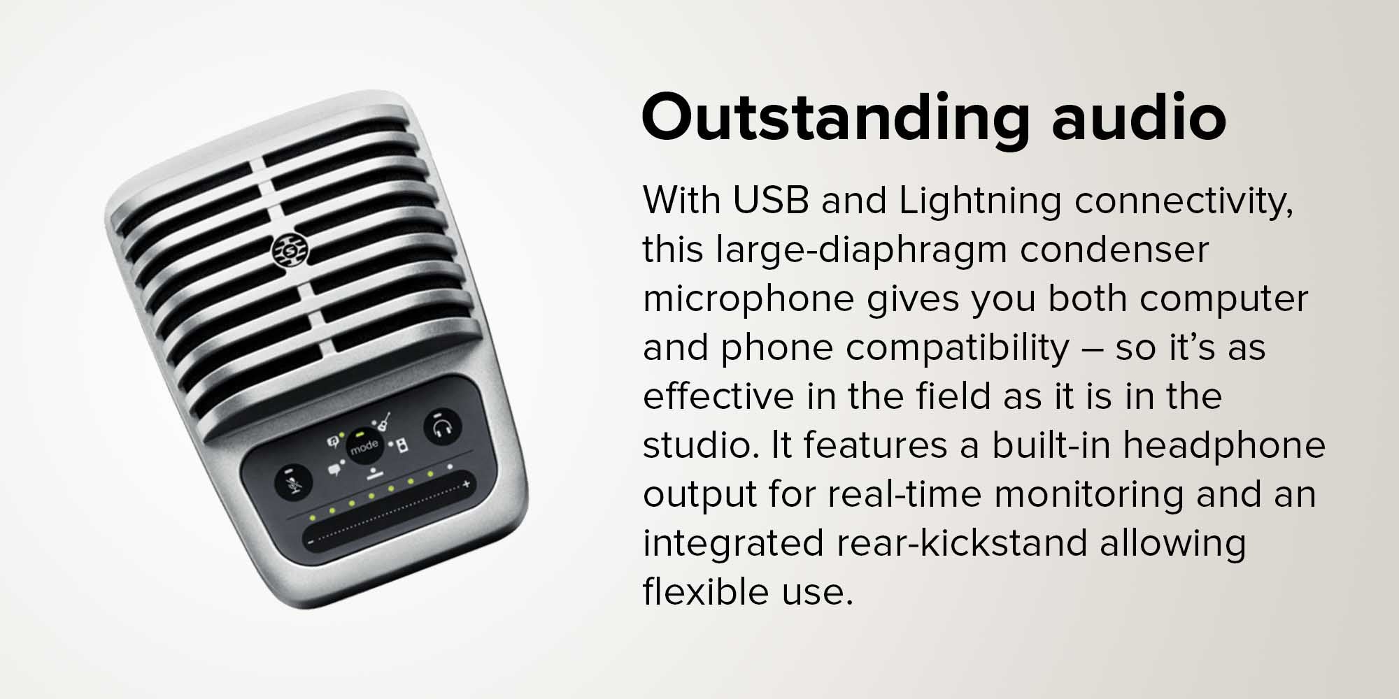 Digital Large-Diaphragm Condenser Microphone + USB, Lightning And USB-C Cable MV51-DIG Silver