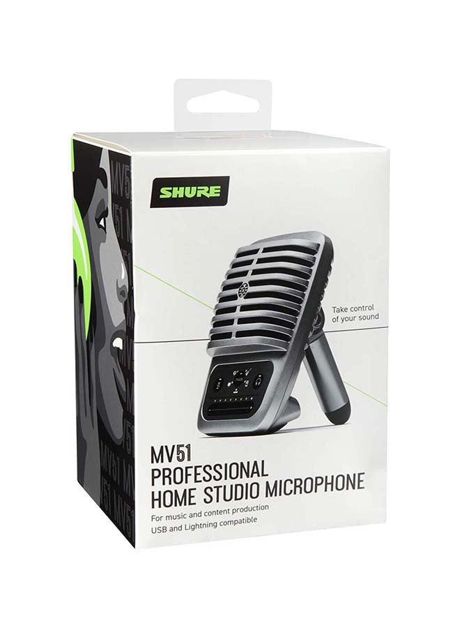 Digital Large-Diaphragm Condenser Microphone + USB, Lightning And USB-C Cable MV51-DIG Silver