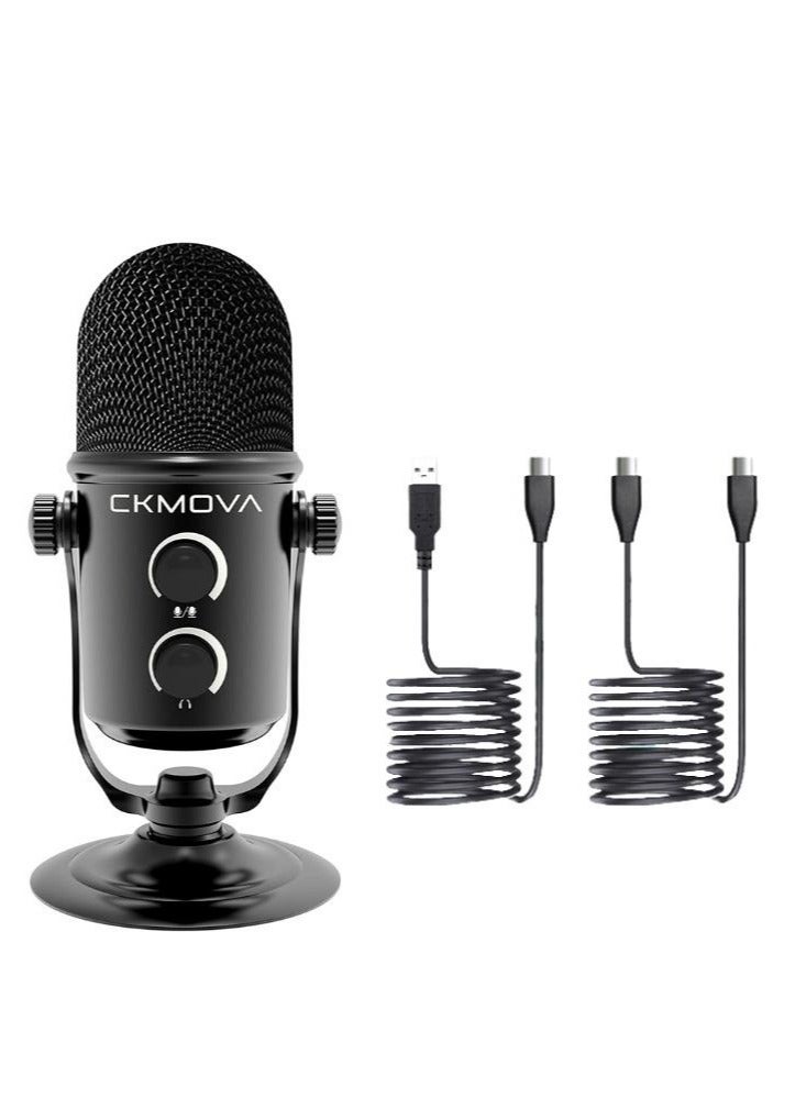 USB Condenser Microphone Type C and A with Value Control Wheel Broadcast Quality